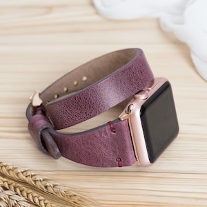 Handmade Personalized Apple Watch Band, Custom Leather Watch Strap, 38mm 40mm 44mm 41mm 42mm 45mm 49mm, iWatch band, Full Grain Leather Gift