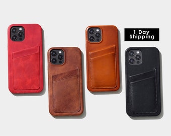 Étui en cuir mince pour iPhone 15, étui en cuir pour iPhone 12, 13, 14 Pro Max, porte-cartes pour iPhone 14, mini coque pour iPhone 12, coque personnalisée pour iPhone 11