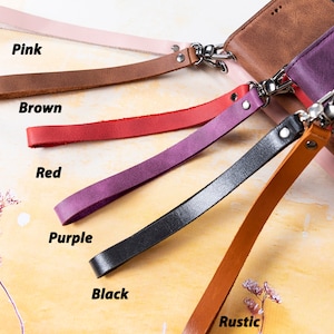 Genuine Leather Wristlet Strap for Phone Cases, Bags, Purses and Many More, iPhone Samsung Case Strap, Key Chain Strap, Personalized Gift