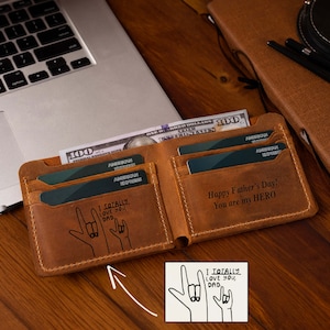 Cartera de cuero personalizada para el Día del Padre, regalos para papá y abuelo, regalo para el primer Día del Padre de los niños, regalos para papá, regalo para papá primerizo, regalo para esposo