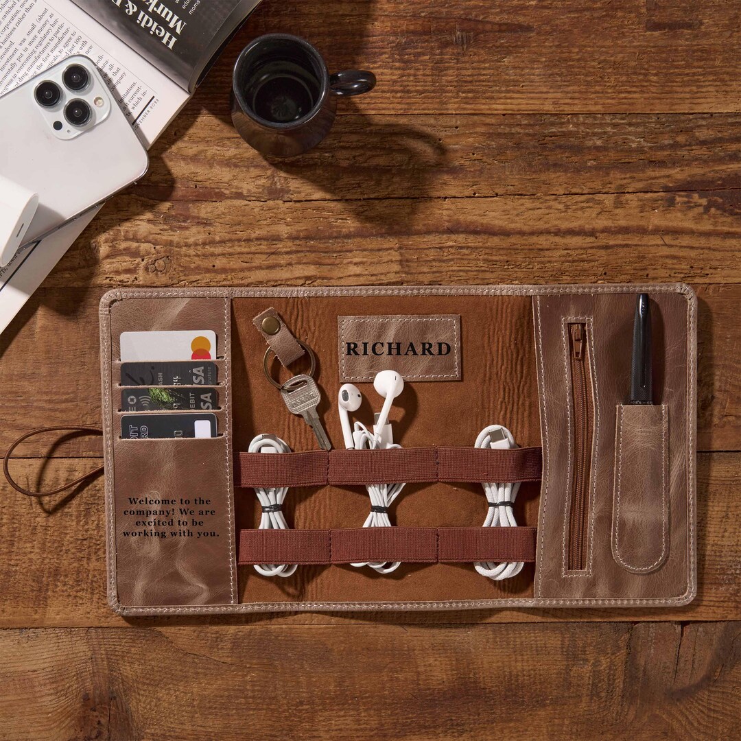 Personalized Tech Case Personalized Leather Tech Case: Anniversary Gift for Husband, Wife - Etsy