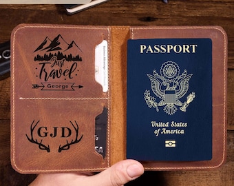 Leder Passinhaber Männer Frauen, Reisepasshülle, personalisierte Passport Brieftasche, Valentinstag für ihn, kundenspezifische Passport Hülle