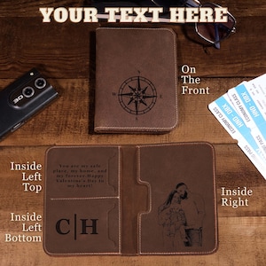 Passport Cover Personalized Gift For Him Men, Leather Passport Holder Gift For Dad,Passport Wallet Gift For Boyfriend,Christmas Gift Husband