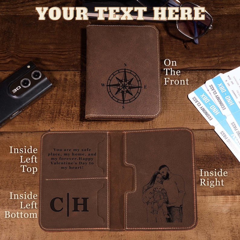 Passport Cover Personalized Gift For Him Men, Leather Passport Holder Gift For Dad,Passport Wallet Gift For Boyfriend,Christmas Gift Husband
