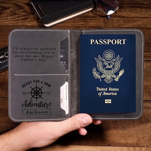 Passport Cover Personalized Gift For Him Men, Leather Passport Holder Gift For Dad,Passport Wallet Gift For Boyfriend,Christmas Gift Husband