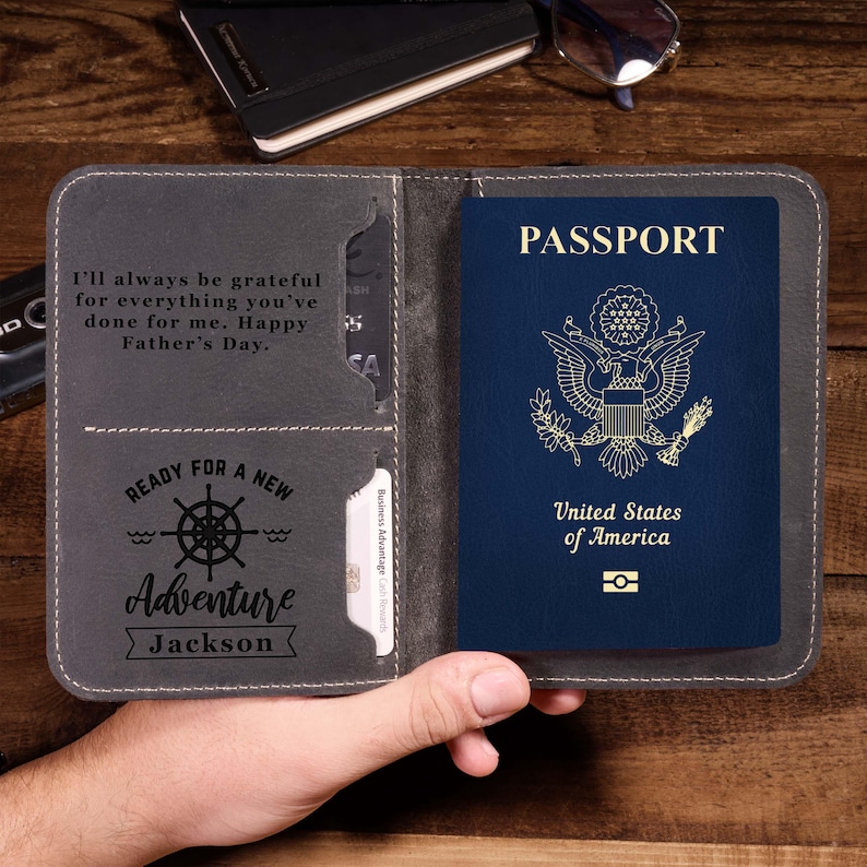 Passport Cover Personalized Gift For Him Men, Leather Passport Holder Gift For Dad,Passport Wallet Gift For Boyfriend,Christmas Gift Husband