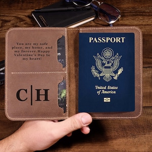 Passport Cover Personalized Gift For Him Men, Leather Passport Holder Gift For Dad,Passport Wallet Gift For Boyfriend,Christmas Gift Husband