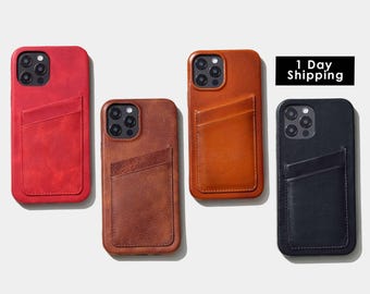 Slim iPhone 17 Leather Case, Leather iPhone 13, 14, 15 Pro Max Case, iPhone 16 Card Holder, iPhone 12 Mini Case, Personalized iPhone 11 Case