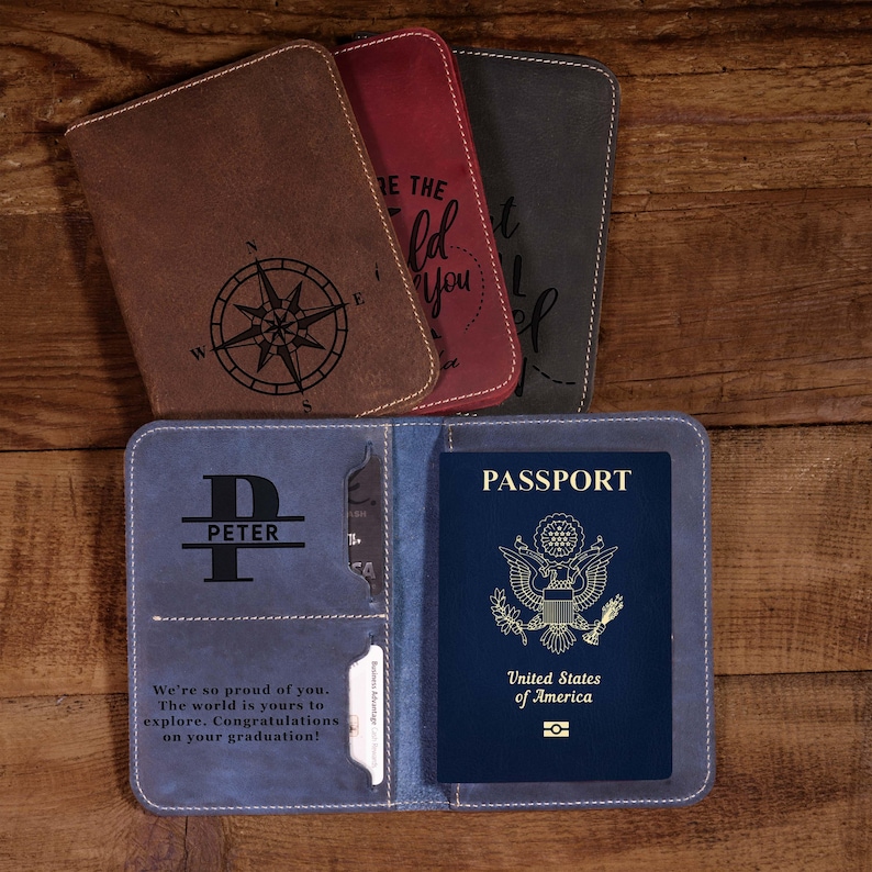 Passport Cover Personalized Gift For Him Men, Leather Passport Holder Gift For Dad,Passport Wallet Gift For Boyfriend,Christmas Gift Husband