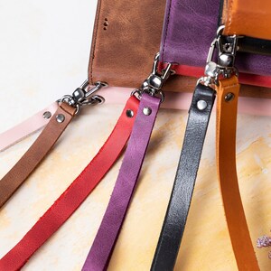 Genuine Leather Wristlet Strap for Phone Cases, Bags, Purses and Many More, iPhone Samsung Case Strap, Key Chain Strap, Personalized Gift