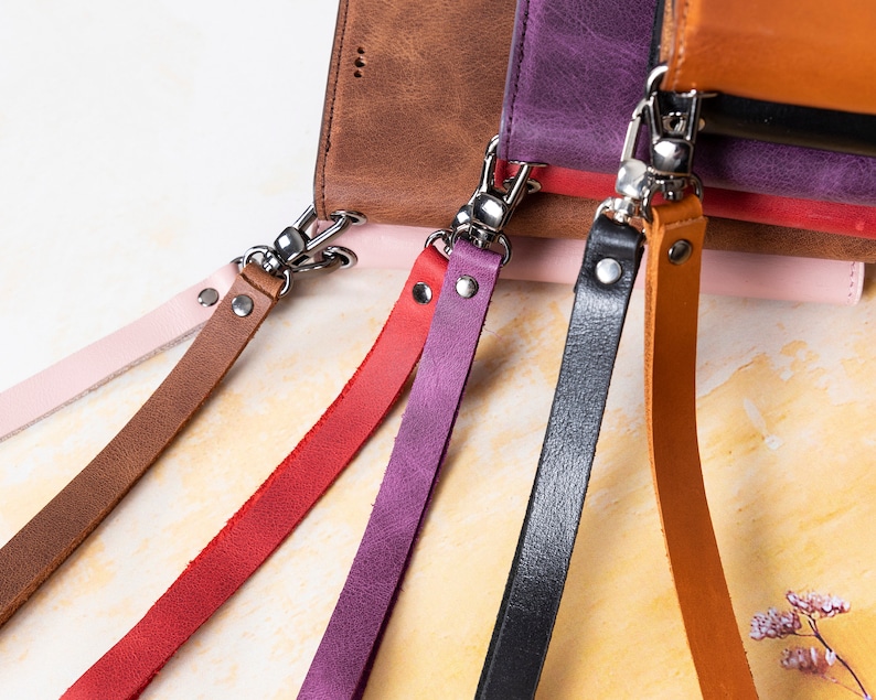 Genuine Leather Wristlet Strap for Phone Cases, Bags, Purses and Many More, iPhone Samsung Case Strap, Key Chain Strap, Personalized Gift