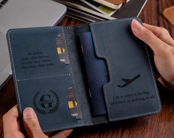 Passport Cover Personalized Gift For Him Men, Leather Passport Holder Wallet Gifts Dad, Boyfriend, Husband