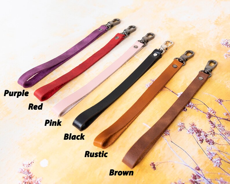 Genuine Leather Wristlet Strap for Phone Cases, Bags, Purses and Many More, iPhone Samsung Case Strap, Key Chain Strap, Personalized Gift