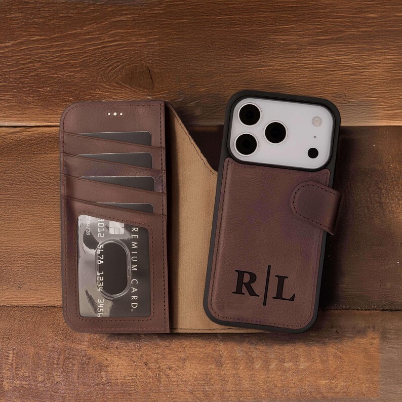 Leather Magsafe Case For iPhone 17 Pro Max, iPhone 16 Case, iPhone 15 Case, iPhone 14 Pro Wallet Case, Personalized iPhone Cover Christmas