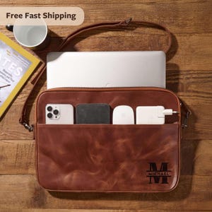 Leather Messenger Bag, Leather Crossbody Laptop Bag, Leather Laptop Case, Leather iPad Case, Leather Tote Bag, Womens Laptop Computer Bag