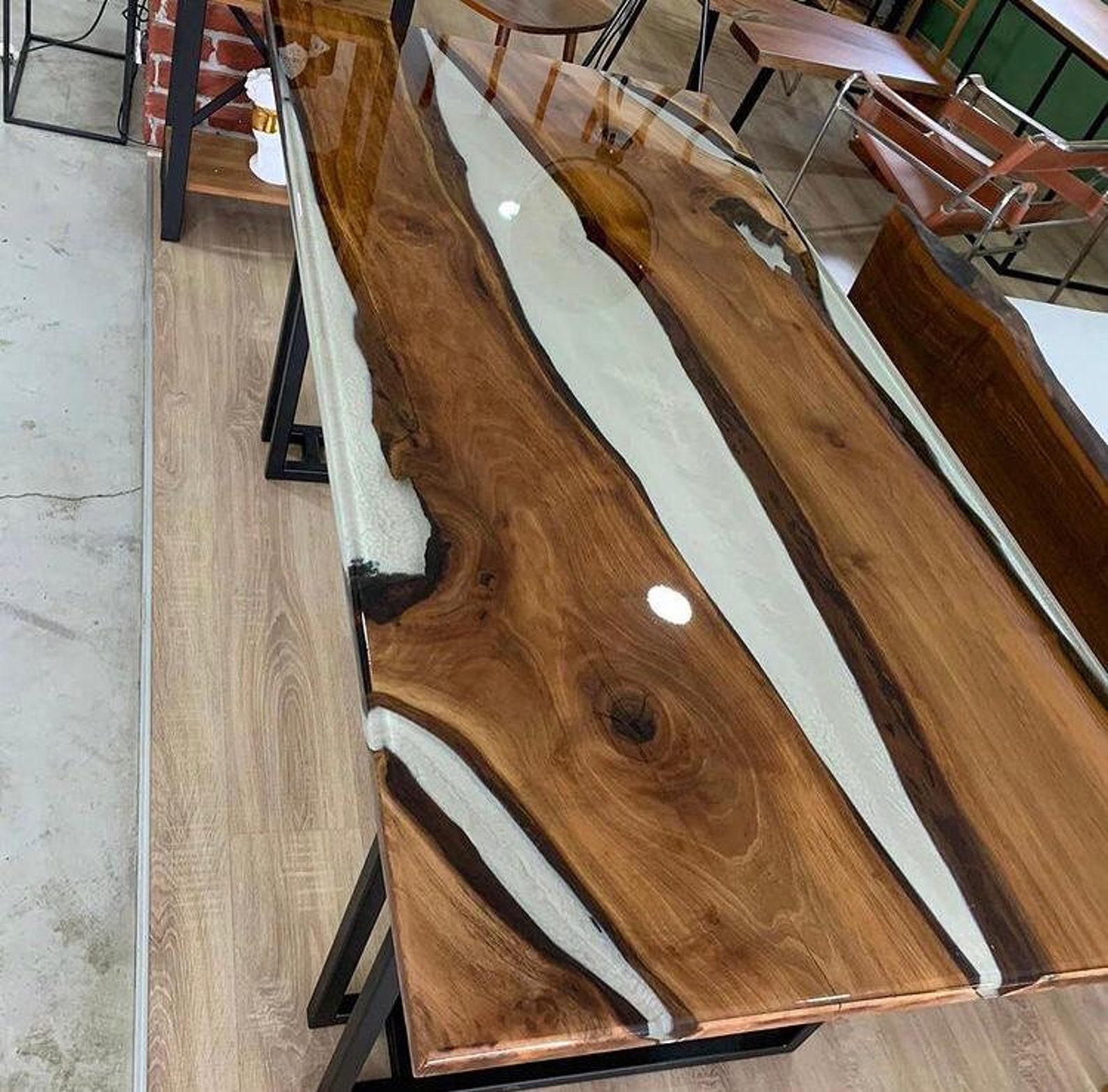 Epoxy Dining Table Natural Walnut Epoxy Table Stunning Etsy
