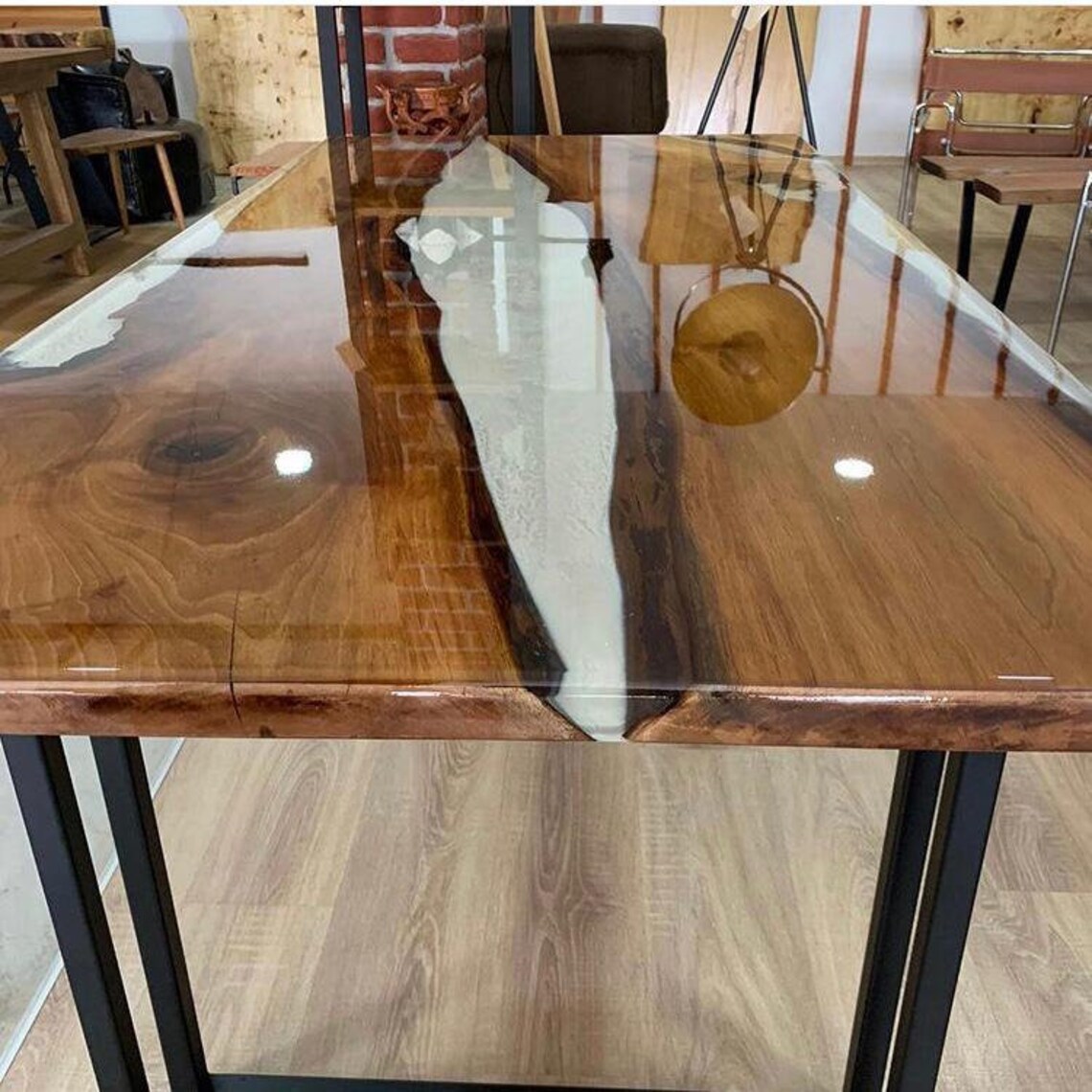 Epoxy Dining Table Natural Walnut Epoxy Table Stunning Etsy