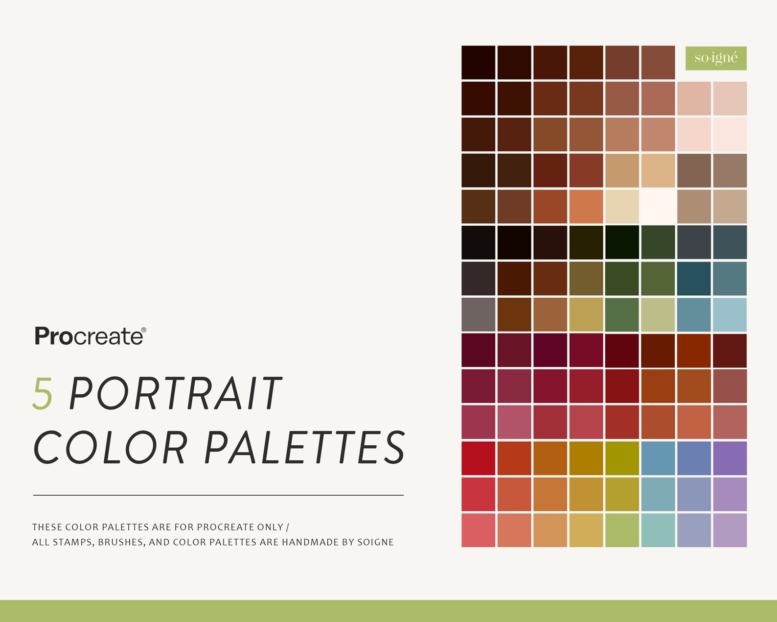 5 Portrait Skin, Hair, Eyes, Color Palettes for Procreate Etsy