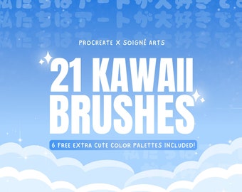 Pinceles Kawaii para Procreate: Textura, Brillo y Contorno (Uso Comercial)