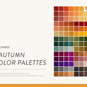 5 Autumn Color Palettes for Procreate - 150 Hues | Color swatches | iPad, illustration, procreate tool, digital art, boho