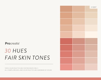 Paleta de colores para tonos de piel claros / Muestras de Procreate (Descarga digital)