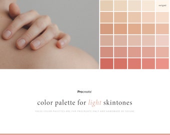Realistic Light Skin Tones Color Palettes for Procreate