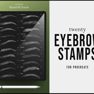 20 Realistic Eyebrow Stamps for Procreate | Color swatches | iPad, illustration, procreate tool, digital art, boho