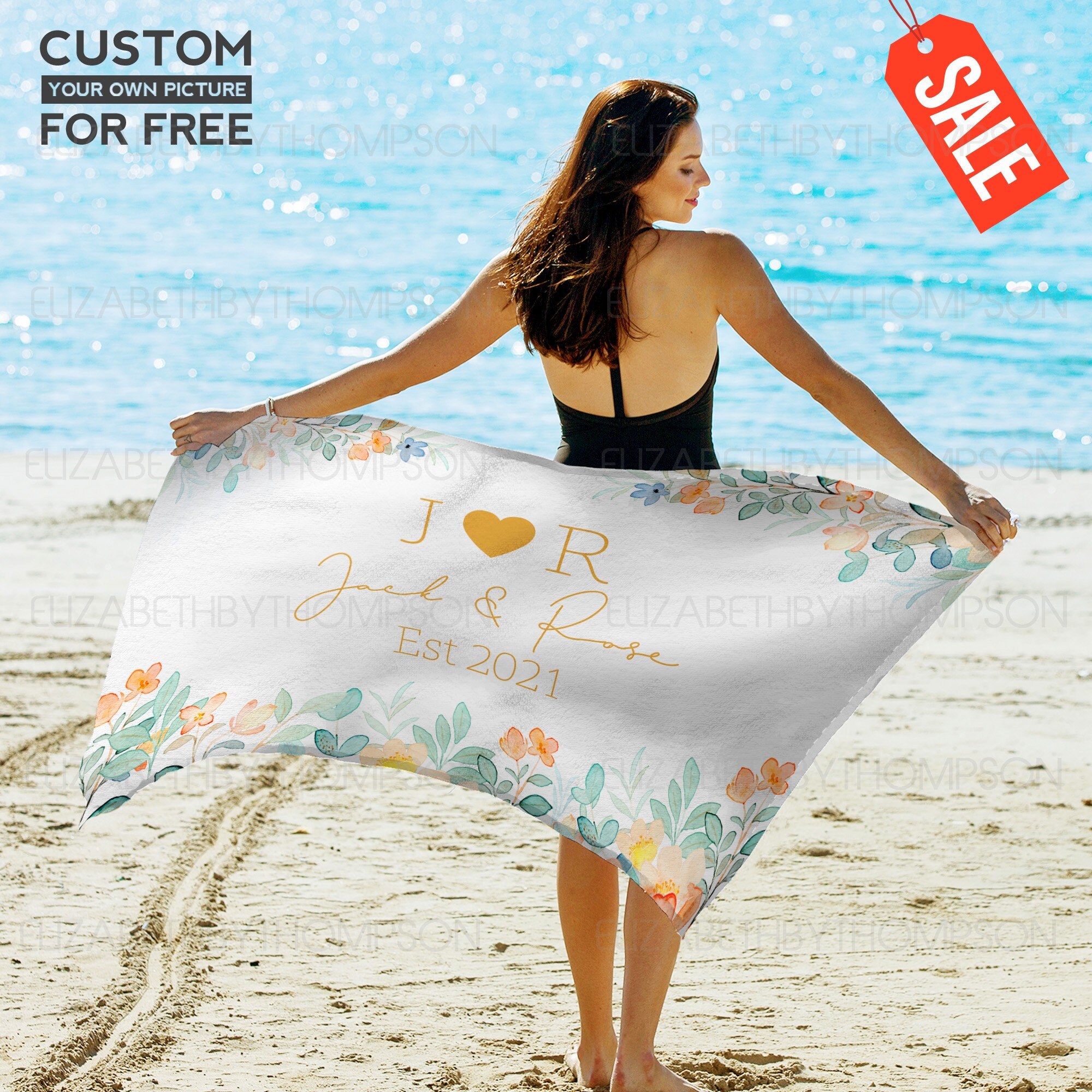 Customizable Wedding Beach Towel Engaged Couples Towel Beach Etsy