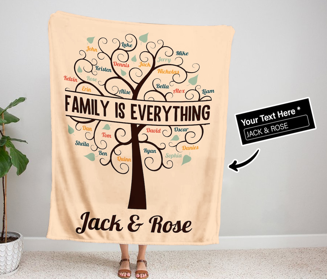 Personalized Family Tree Blanket Personalized Names Blanket Etsy