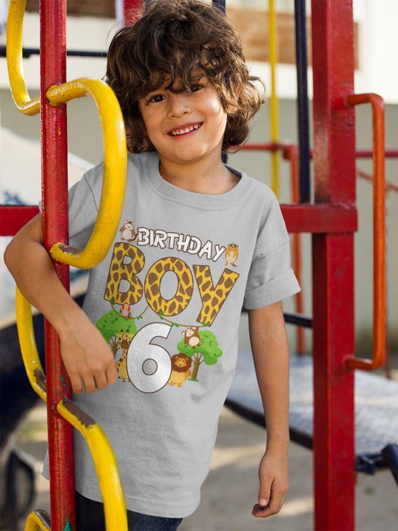 6th Birthday Boy Zoo Theme Animal Party T-Shirt Family | Etsy