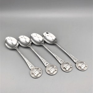 Set van 4 vintage sterlingzilveren City Of Oxford theelepels, Payne & Son, Birmingham, 1973