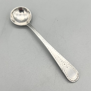 George III Sterling Silver Bright Cut Salt Spoon, Stephen Adams, London, 1789
