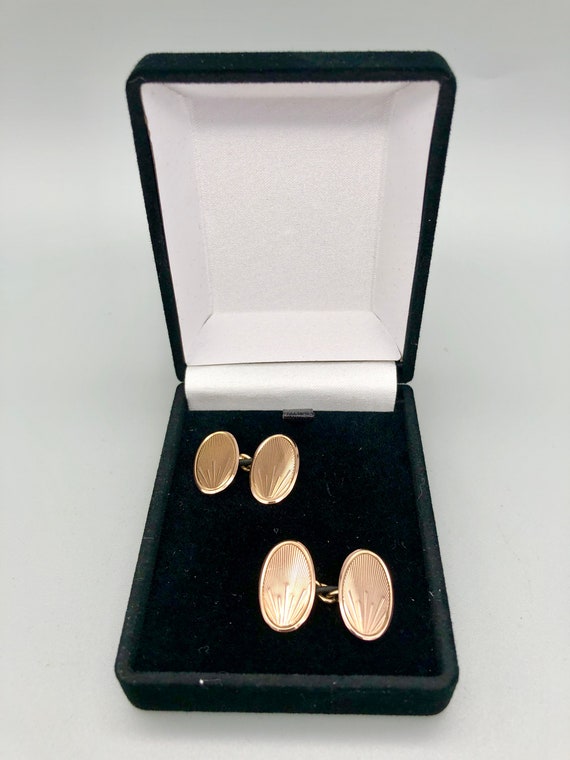 Art Deco 9ct Rose Gold Cuff Links, Owen Powell, B… - image 3