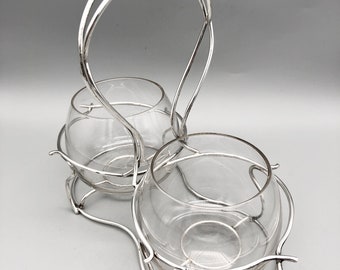 Edwardian Glas und Sterling Silber Konservenset, Norton & White, Birmingham, 1907
