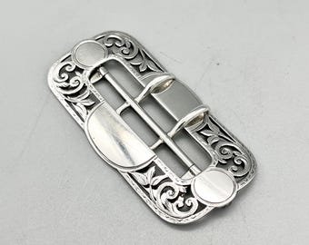 Art Nouveau Sterling Silver Belt Buckle, G.E. Walton & Co, Birmingham, 1901