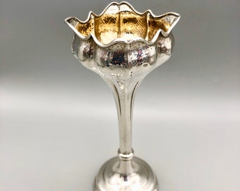 Art Nouveau Sterling Silver Vase, Henry Matthews, Birmingham, 1908