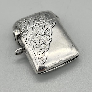 Edwardian Sterling Silver Vesta Case, Arthur Cook, Birmingham, 1904