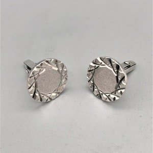 Pair of Vintage Sterling Silver Cuff Links, R.W, c.1970s