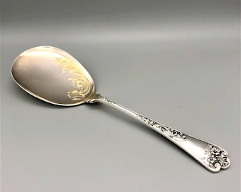 German 800 Silver Serving Spoon With Gilt Bowl