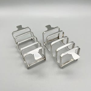 Pair of Art Deco Sterling Silver Toast Racks, Mappin & Webb, Sheffield, 1954