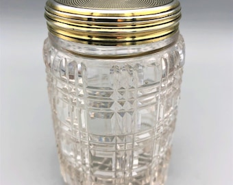 William IV Cut Glass Jar: Sterling Silver Gilt Lid, London 1836