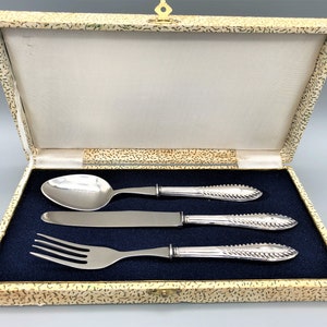 Mid-Century Portuguese 833 Silver Christening Cutlery Set, Porto, c.1950s/60s