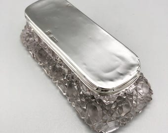 Antique Cut Glass Dressing Table Pot with Sterling Silver Lid, 1915