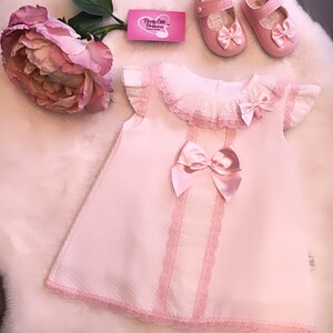 Stile spagnolo bambina rosa 3 Pezzi A Maglia Romper Set/vestito. 