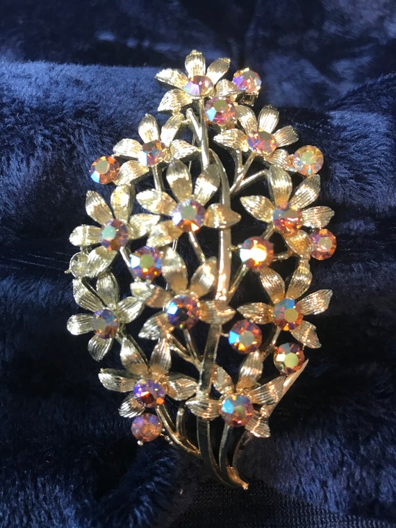 Coro Rhinestone Brooch, Coro Bouquet PIn, VIntage… - image 4