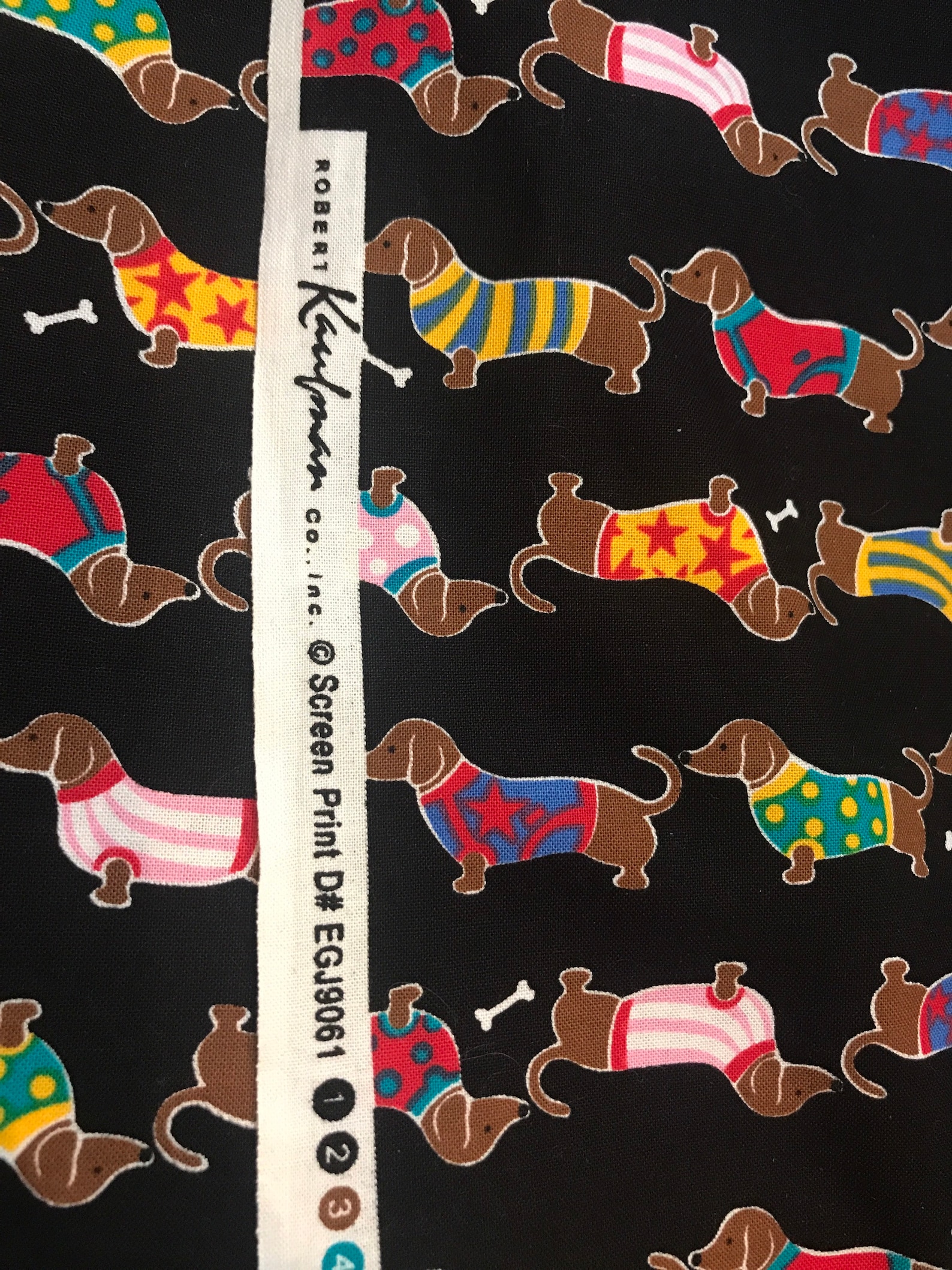 Dachshund Sausage Dog Cotton Fabric, Oop Fabric Cute to Boot Robert
