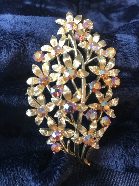 Coro Rhinestone Brooch, Coro Bouquet PIn, VIntage… - image 1