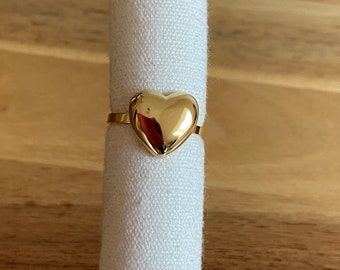 Bague Coeur Couleur Or Ajustable. Cadeau femme . Amour