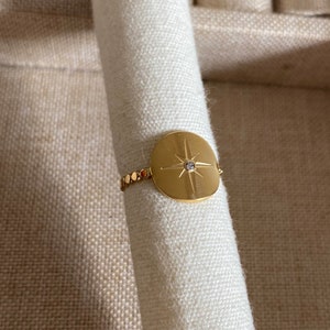 North Star Ring in Gold or Silver Stainless Steel Adjustable Women's Gift image 2