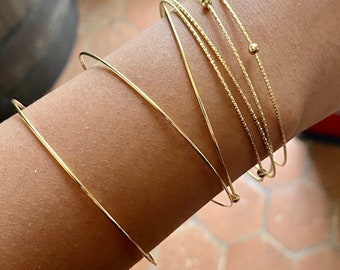 Bracelet Jonc Semainier (7 pièces) Acier Inoxydable Couleur Or Lisa
